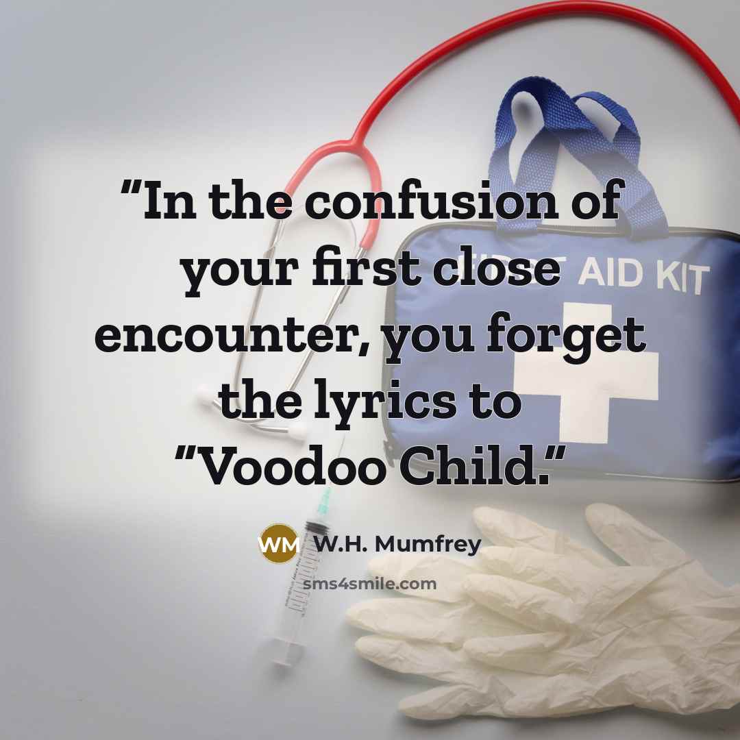 “In the confusion of your first close encounter, you forget the lyrics to “Voodoo Child.” quote by W.H. Mumfrey