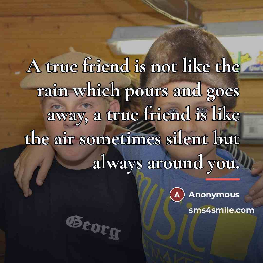 “A true friend is not like the rain which pours…” quote by Anonymous
