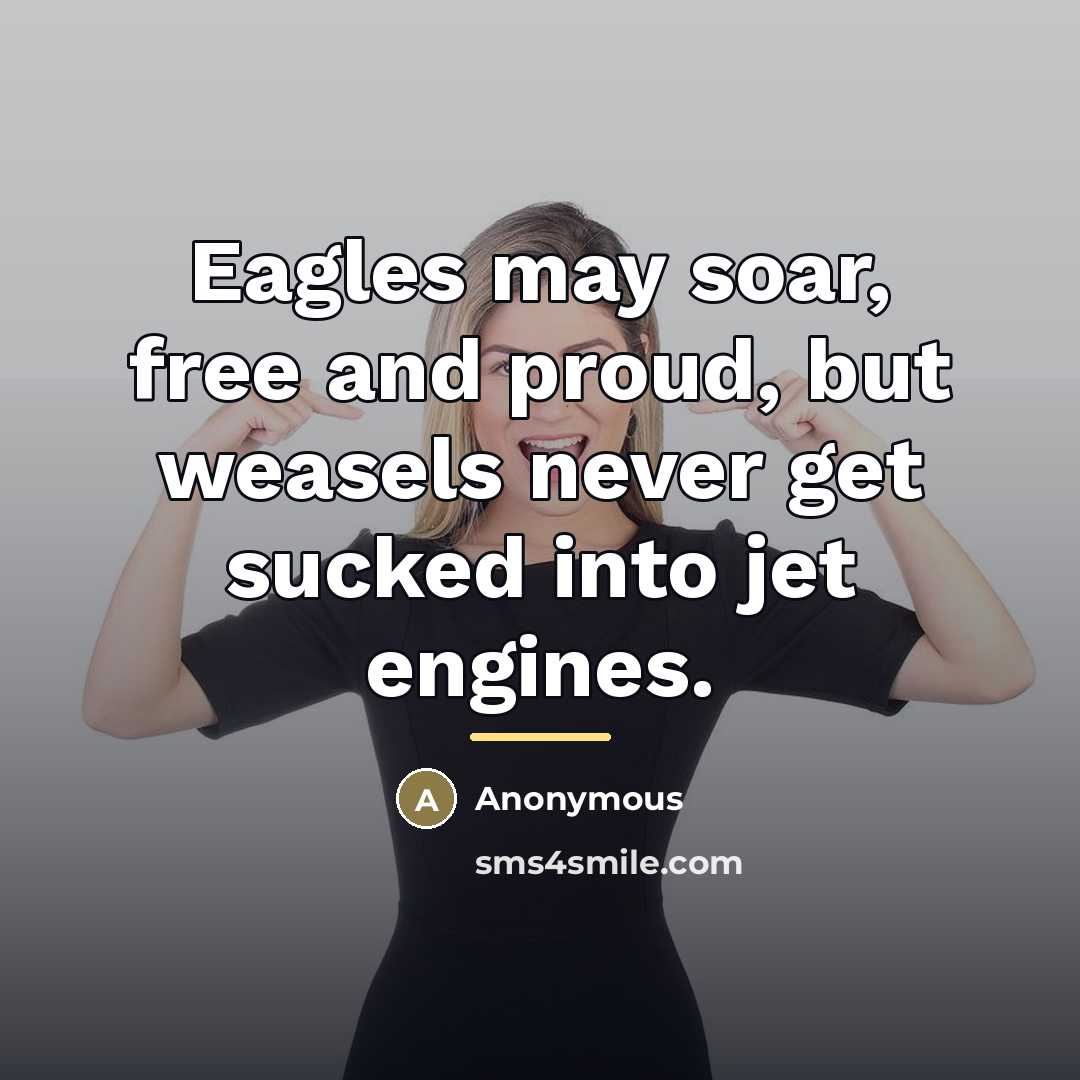 “Eagles may soar, free and proud, but weasels never get…” quote by Anonymous