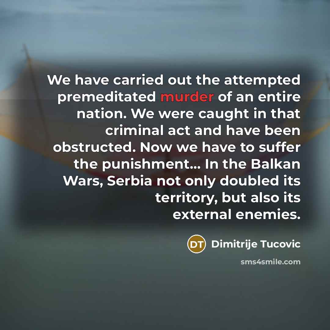 “We have carried out the attempted premeditated murder of an…” quote by Dimitrije Tucovic