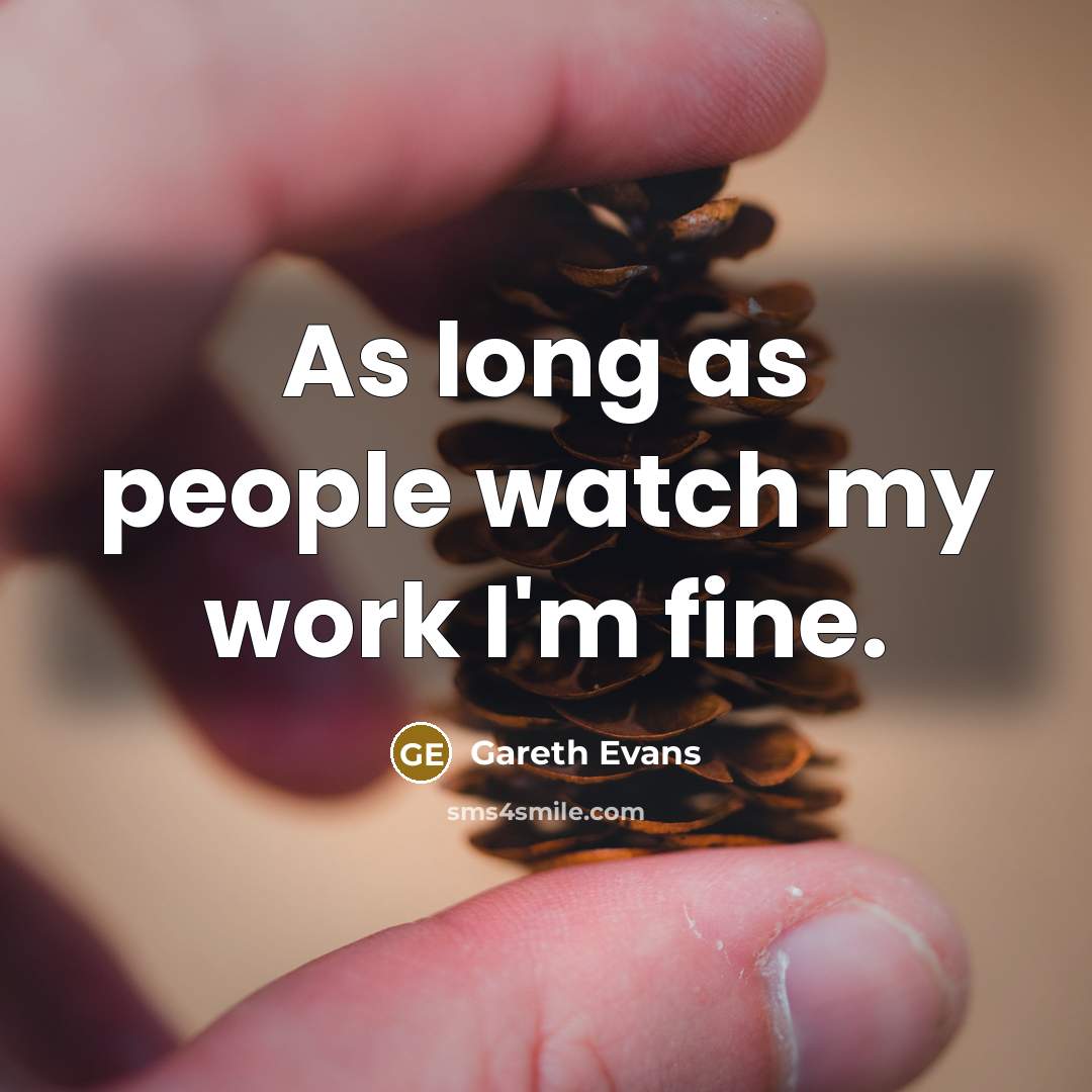 “As long as people watch my work I'm fine.…” quote by Gareth Evans