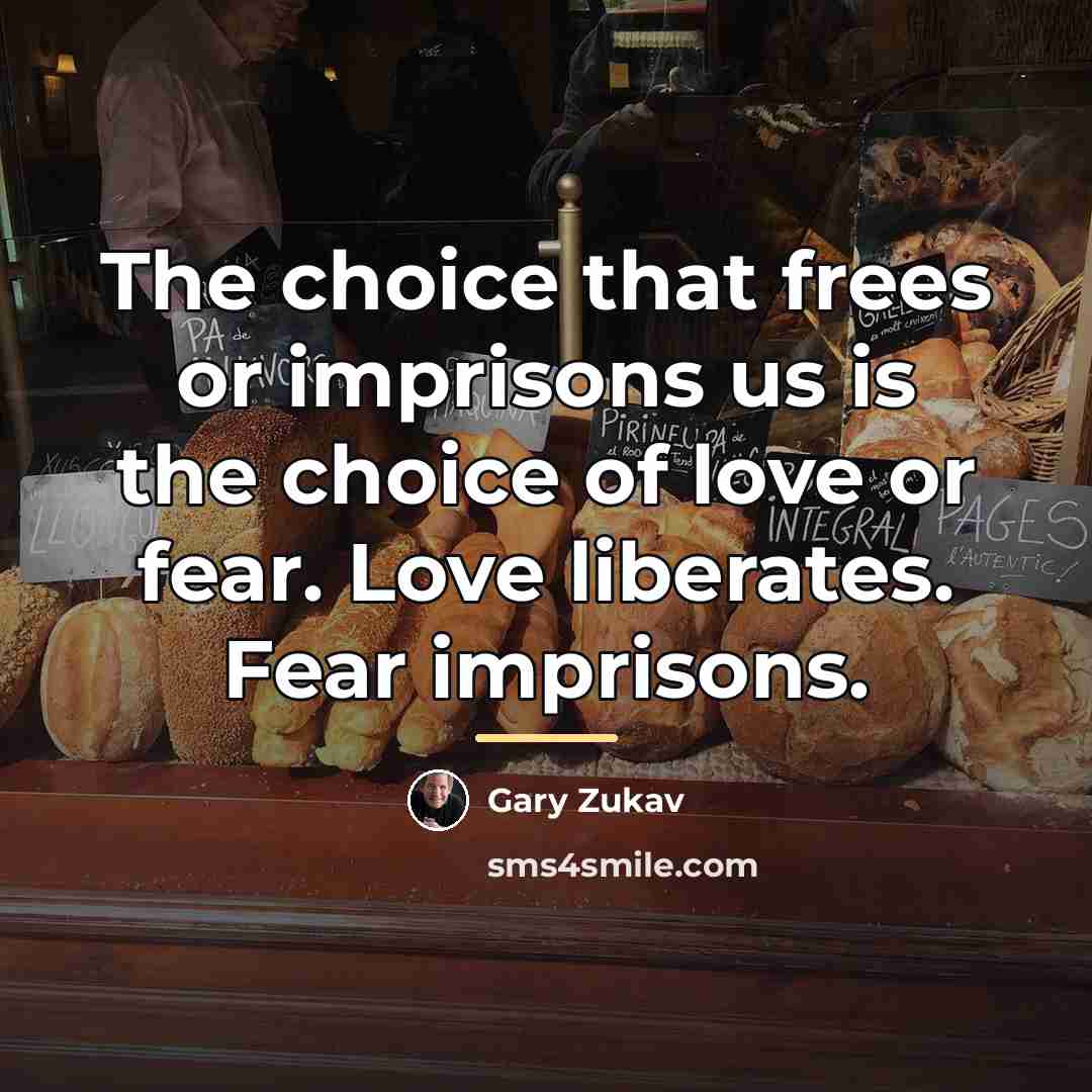 “The choice that frees or imprisons us is the choice…” quote by Gary Zukav