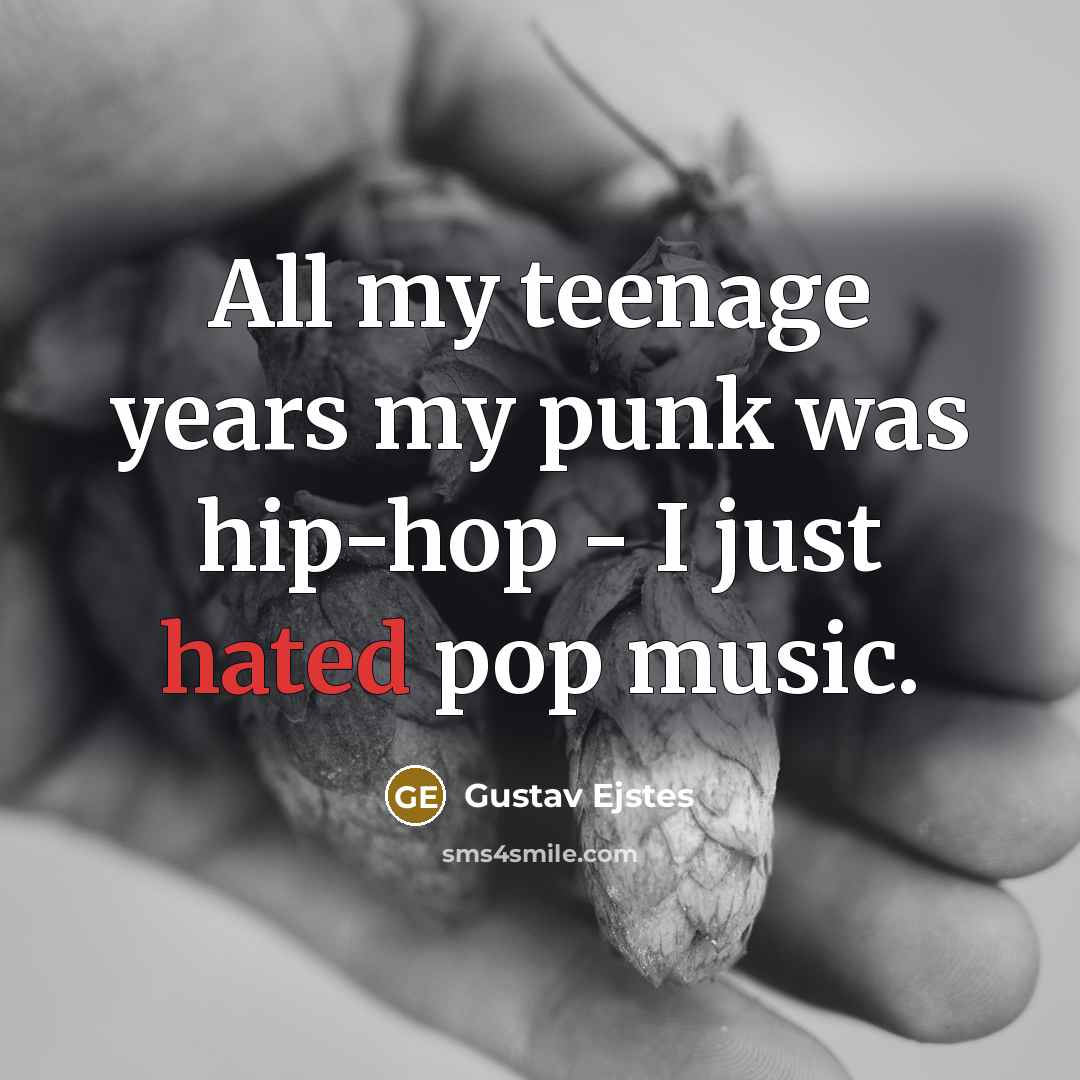 “All my teenage years my punk was hip-hop - I…” quote by Gustav Ejstes