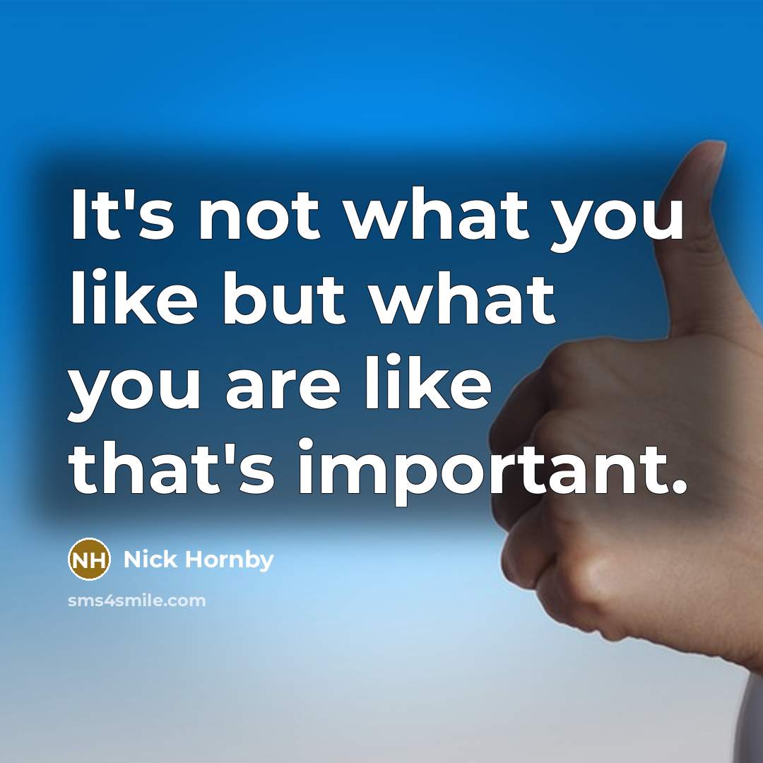 “It's not what you like but what you are like…” quote by Nick Hornby