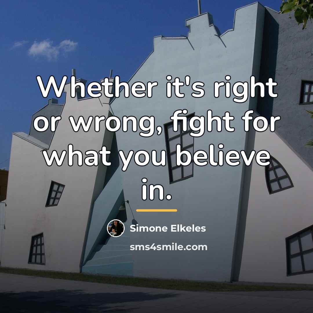 “Whether it's right or wrong, fight for what you believe…” quote by Simone Elkeles