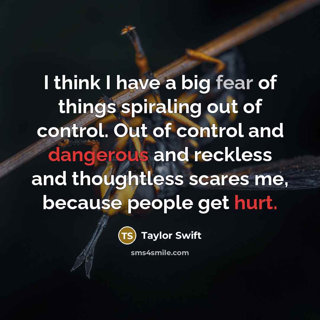 “I think I have a big fear of things spiraling…” quote by Taylor Swift