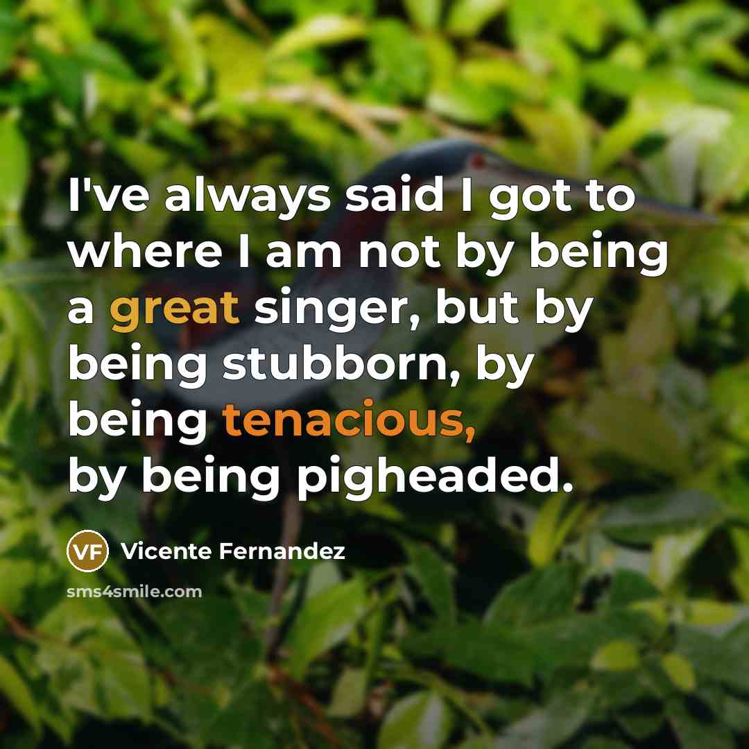 “I've always said I got to where I am not…” quote by Vicente Fernandez