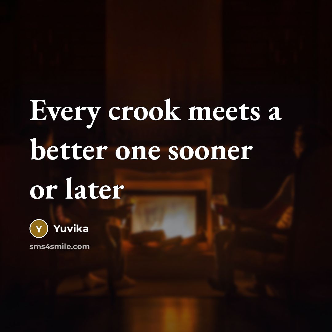“Every crook meets a better one sooner or later…” quote by Yuvika