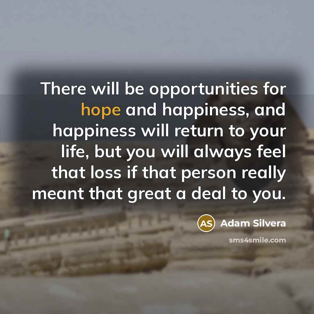 “There will be opportunities for hope and happiness, and happiness…” quote by Adam Silvera