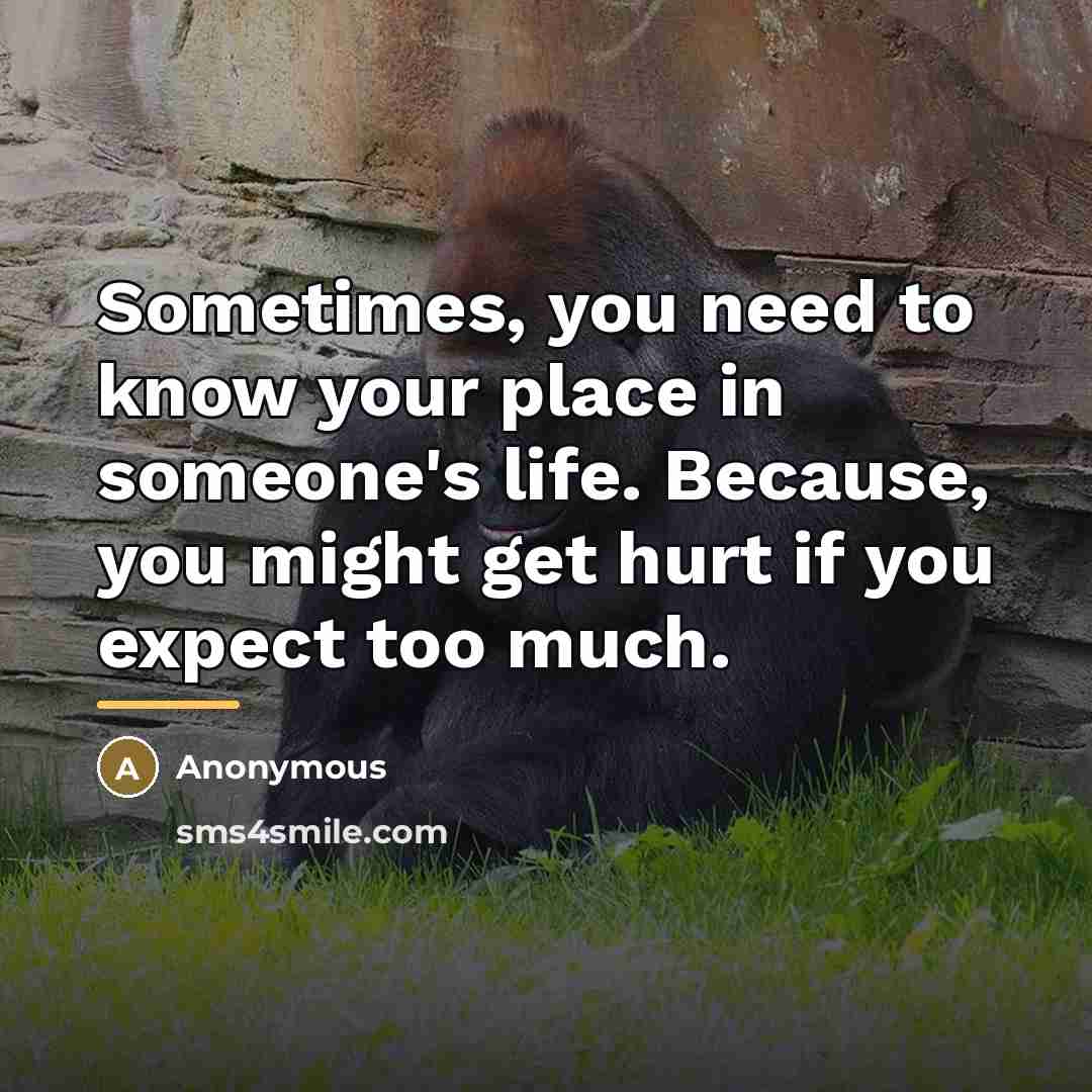 “Sometimes, you need to know your place in someone's life.…” quote by Anonymous