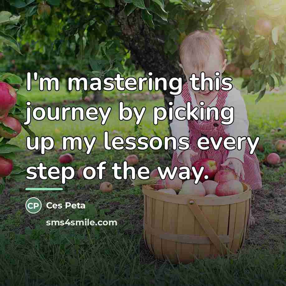 “I'm mastering this journey by picking up my lessons every…” quote by Ces Peta