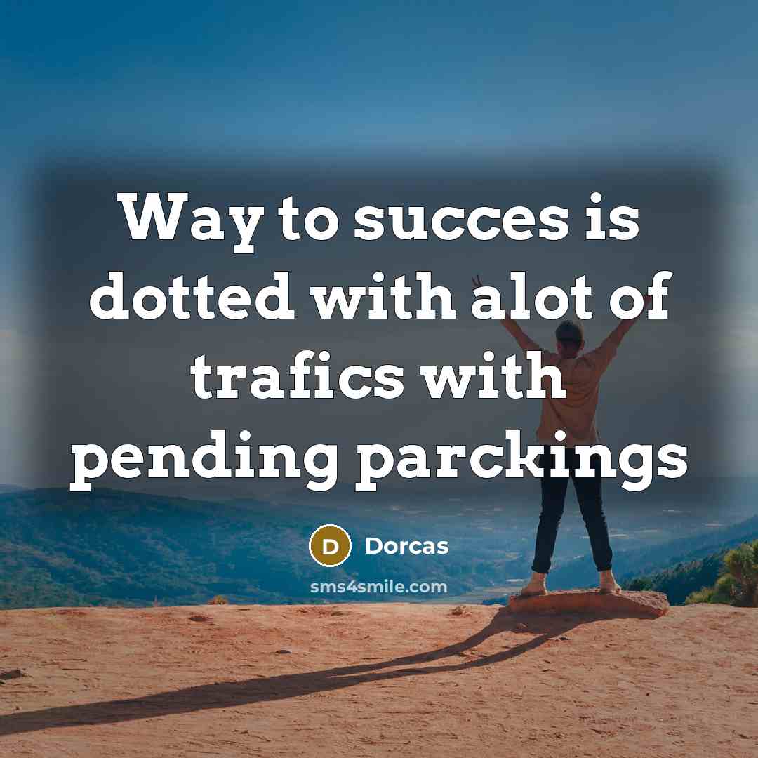 “Way to succes is dotted with alot of trafics with…” quote by Dorcas