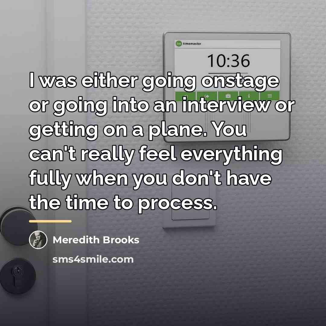 “I was either going onstage or going into an interview…” quote by Meredith Brooks