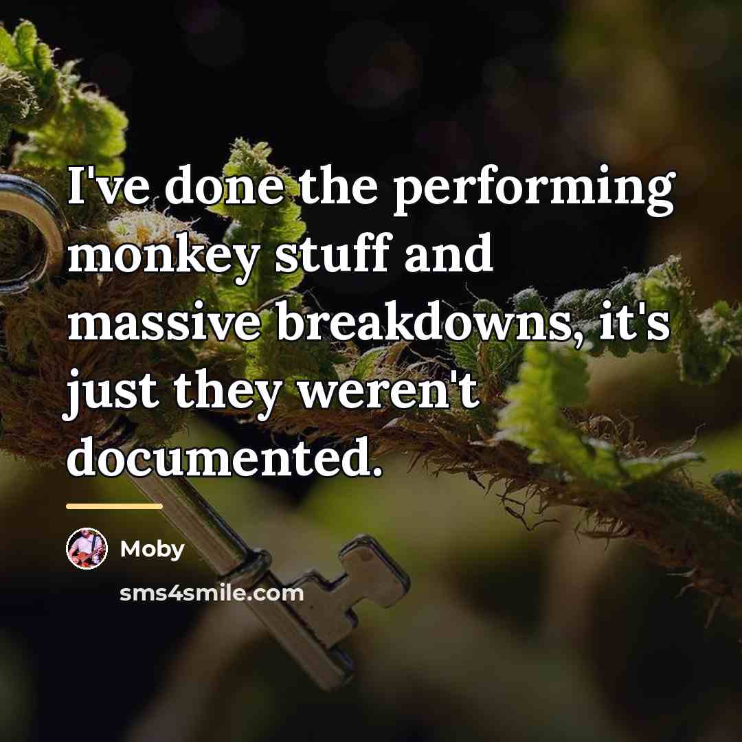 “I've done the performing monkey stuff and massive breakdowns, it's…” quote by Moby