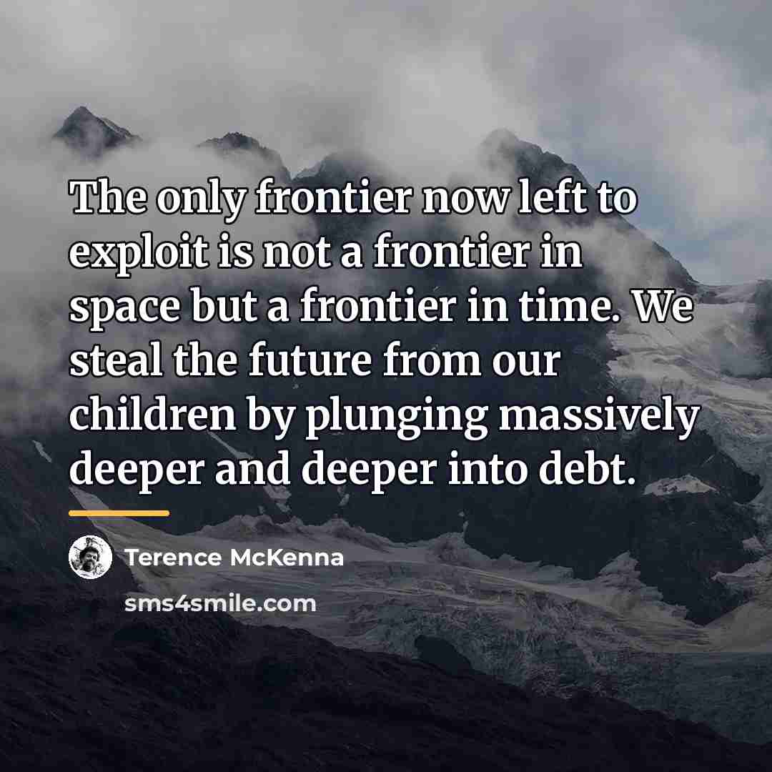 “The only frontier now left to exploit is not a…” quote by Terence McKenna