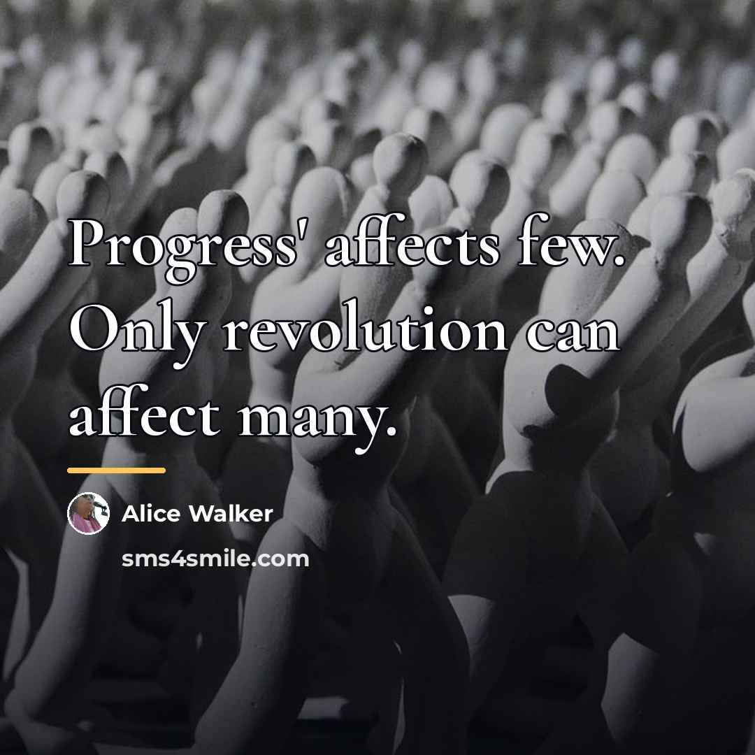 “Progress' affects few. Only revolution can affect many.…” quote by Alice Walker