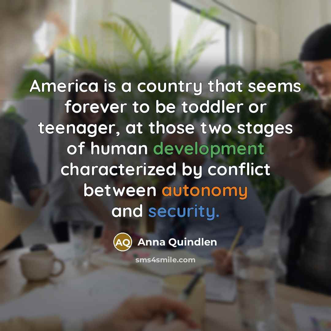 “America is a country that seems forever to be toddler…” quote by Anna Quindlen