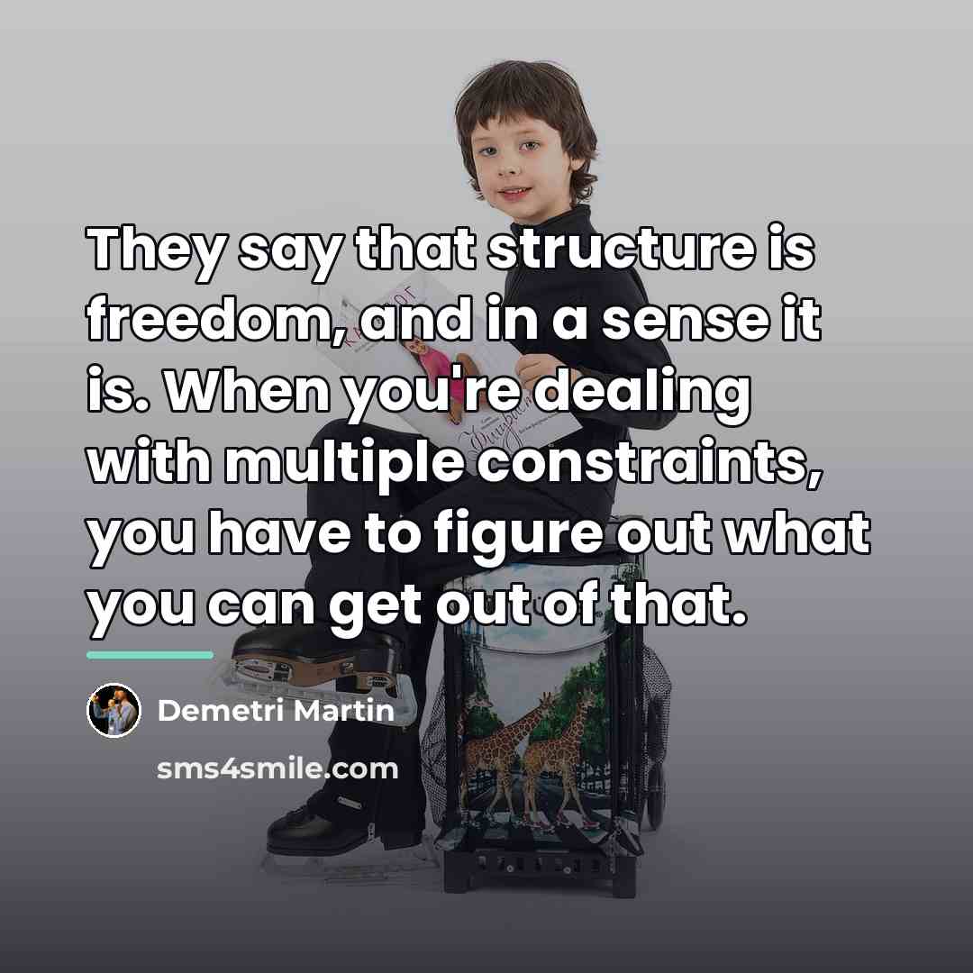 “They say that structure is freedom, and in a sense…” quote by Demetri Martin