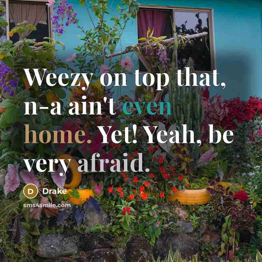 “Weezy on top that, n-a ain't even home. Yet! Yeah, be very afraid.” quote by Drake