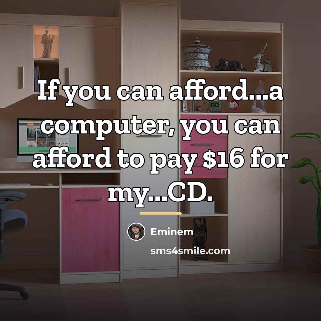 “If you can afford...a computer, you can afford to pay…” quote by Eminem