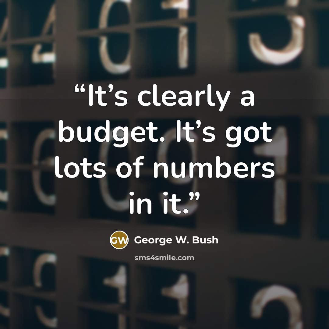 “It’s clearly a budget. It’s got lots of numbers in it.” quote by George W. Bush