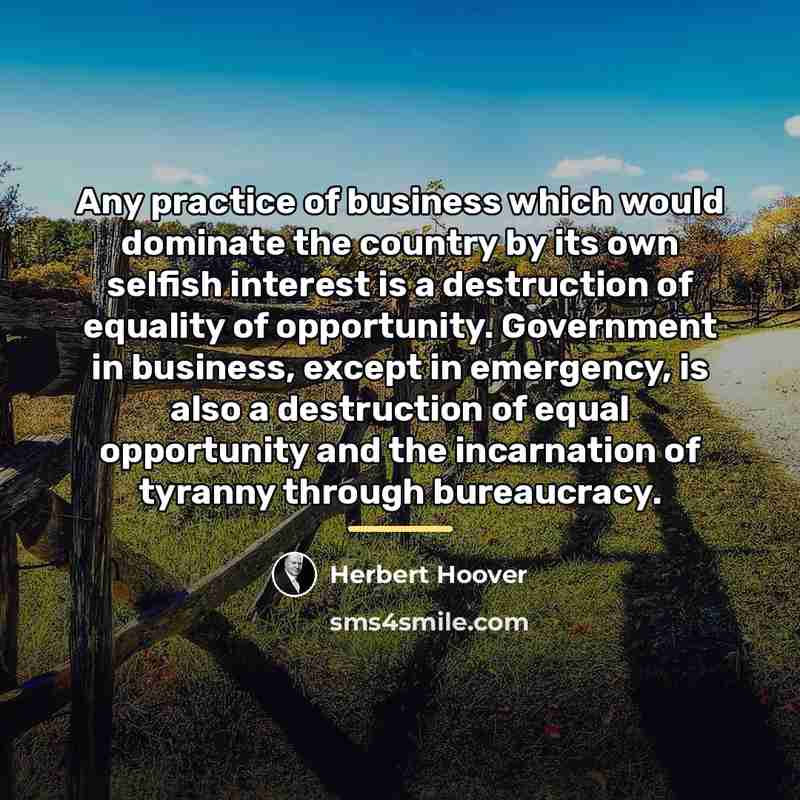 “Any practice of business which would dominate the country by…” quote by Herbert Hoover