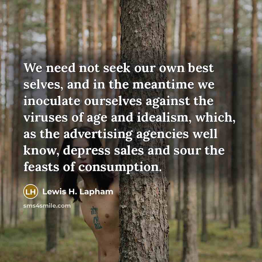 “We need not seek our own best selves, and in…” quote by Lewis H. Lapham