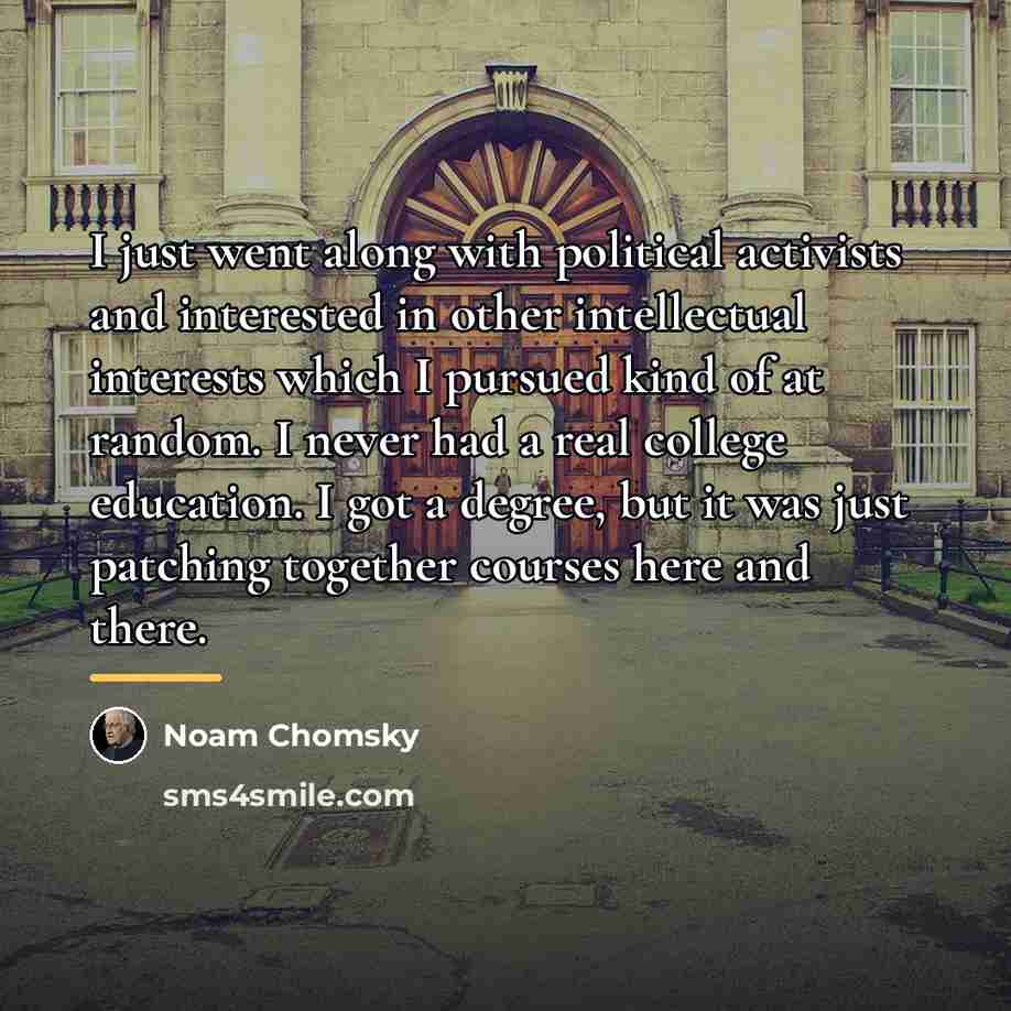“I just went along with political activists and interested in…” quote by Noam Chomsky
