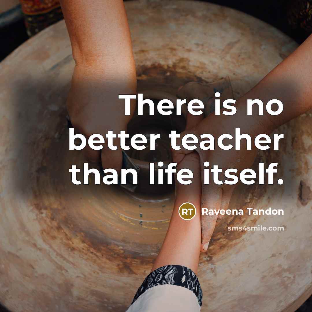 “There is no better teacher than life itself.…” quote by Raveena Tandon