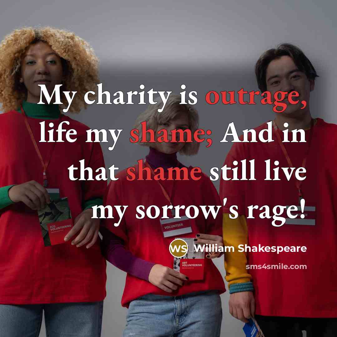 “My charity is outrage, life my shame; And in that…” quote by William Shakespeare