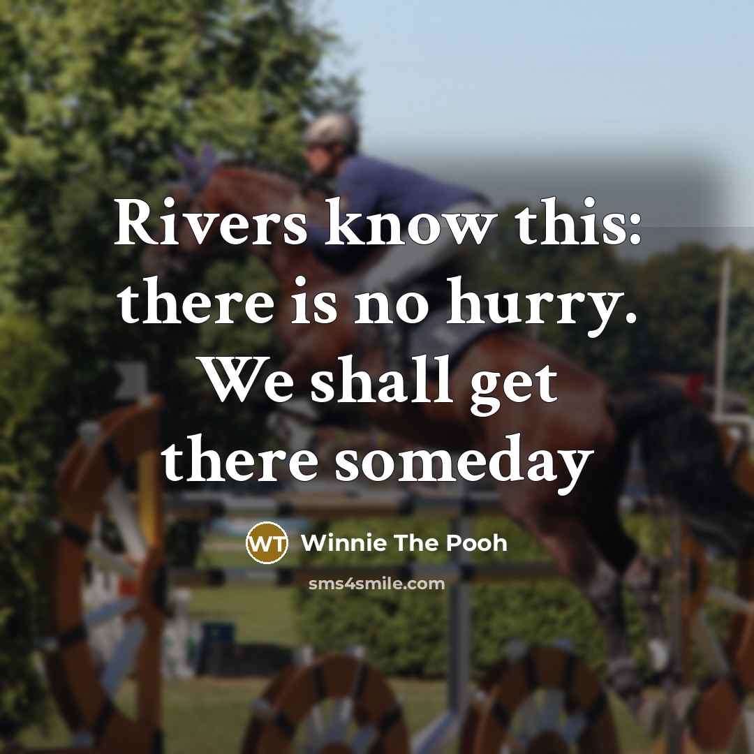 “Rivers know this: there is no hurry. We shall get there someday” quote by Winnie The Pooh