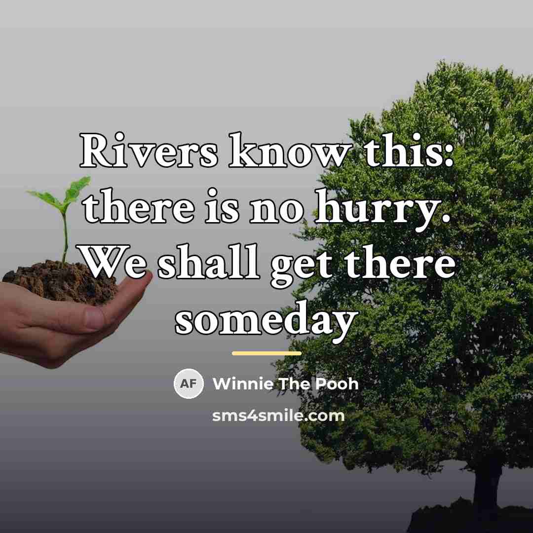 “Rivers know this: there is no hurry. We shall get…” quote by Winnie The Pooh