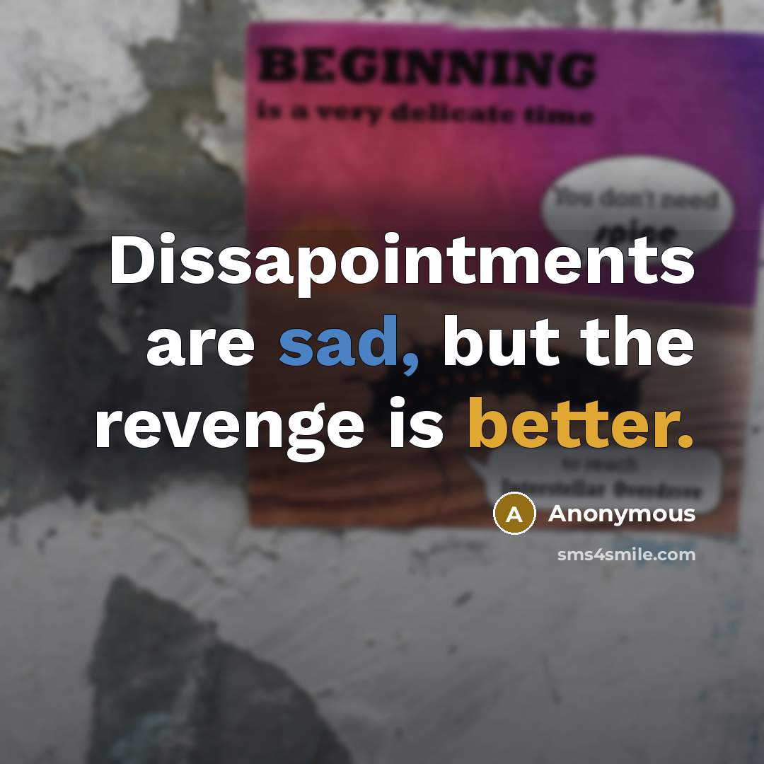 “Dissapointments are sad, but the revenge is better.” quote by Anonymous