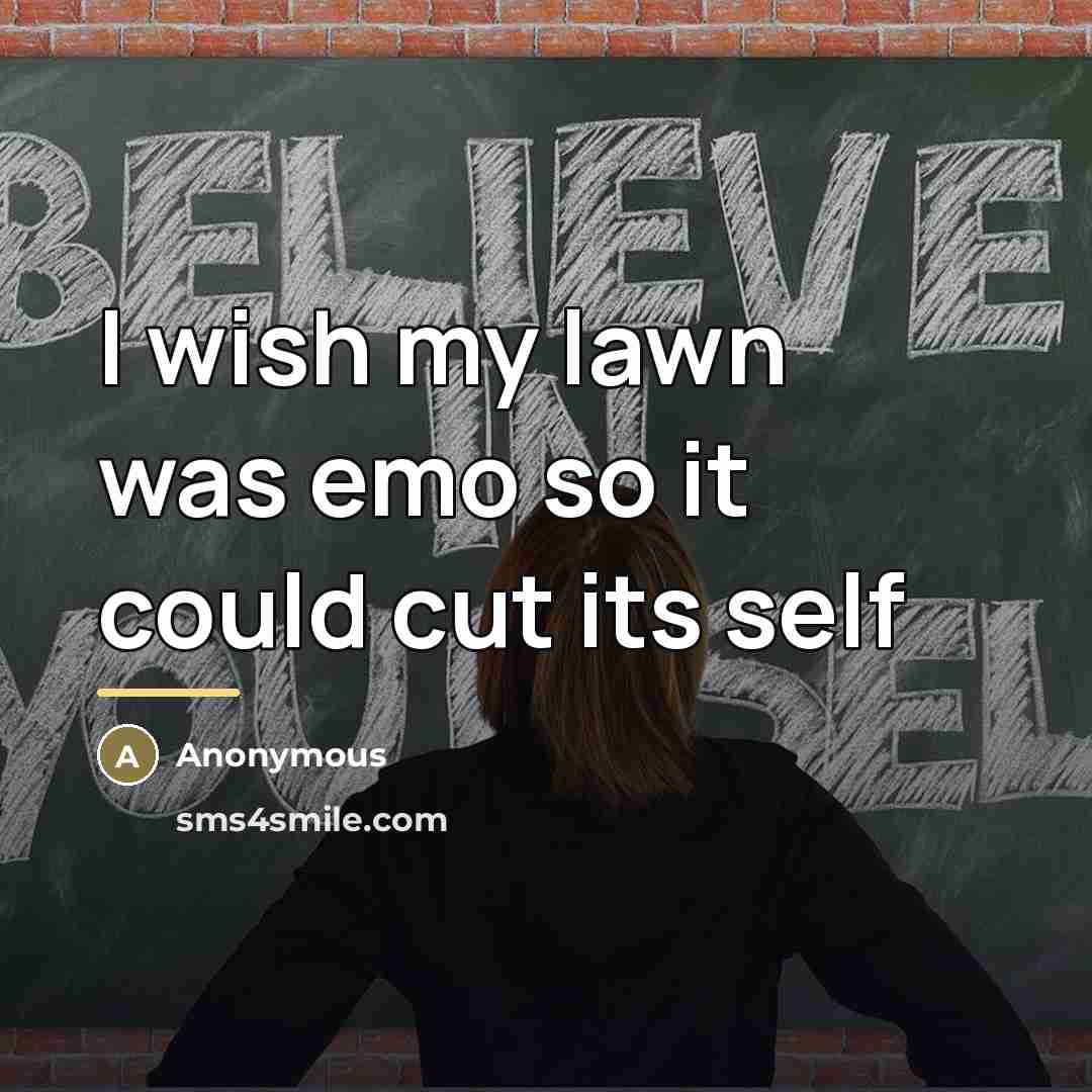 “I wish my lawn was emo so it could cut…” quote by Anonymous