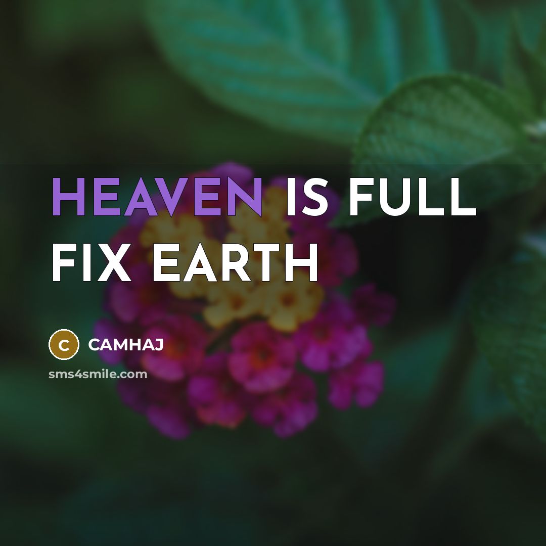 “HEAVEN IS FULL FIX EARTH…” quote by CAMHAJ