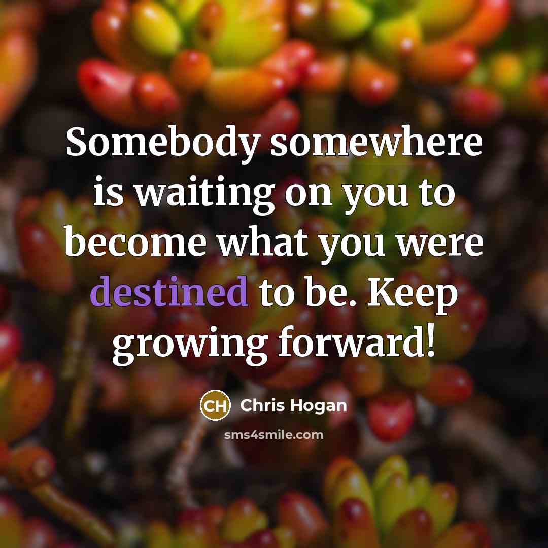 “Somebody somewhere is waiting on you to become what you…” quote by Chris Hogan