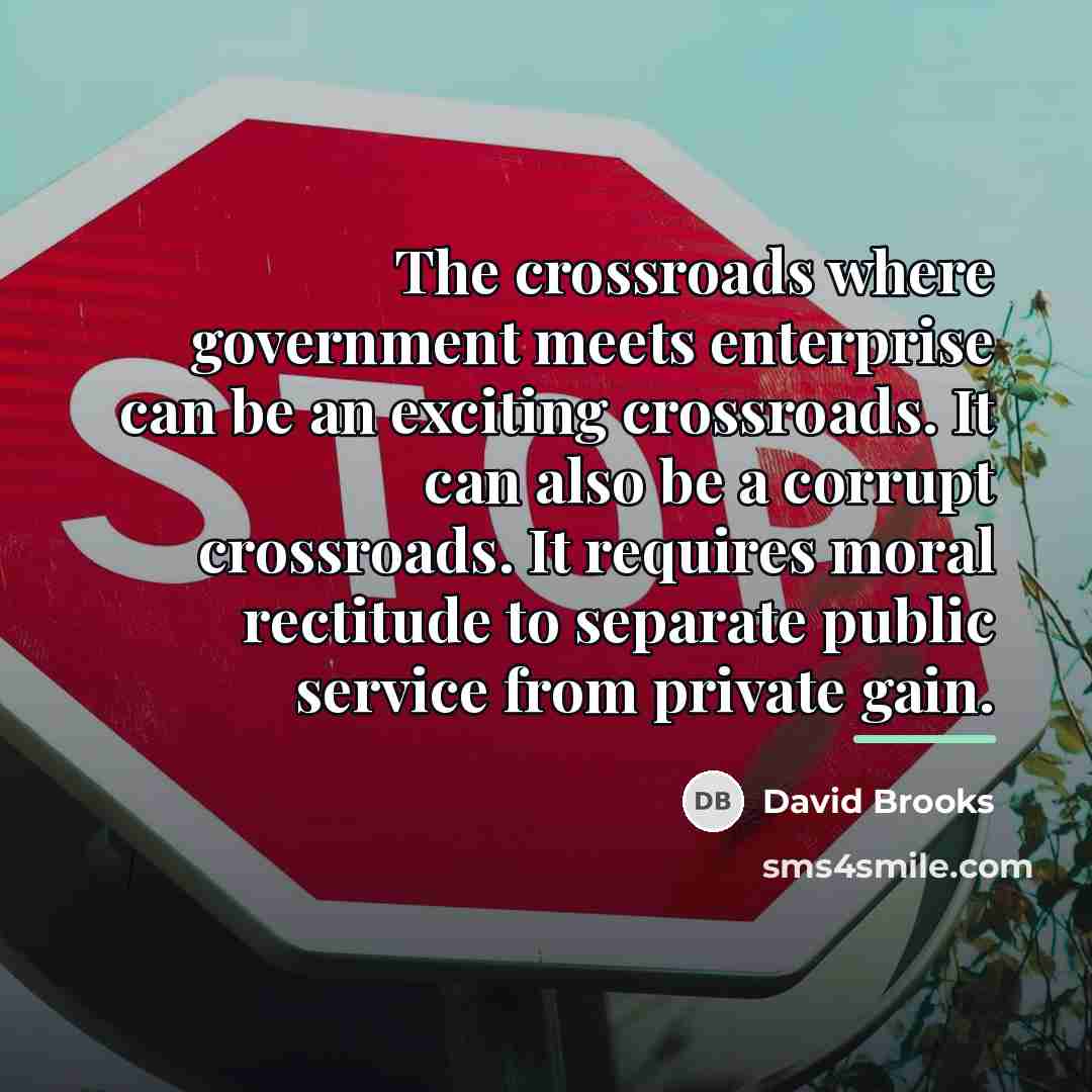 “The crossroads where government meets enterprise can be an exciting…” quote by David Brooks