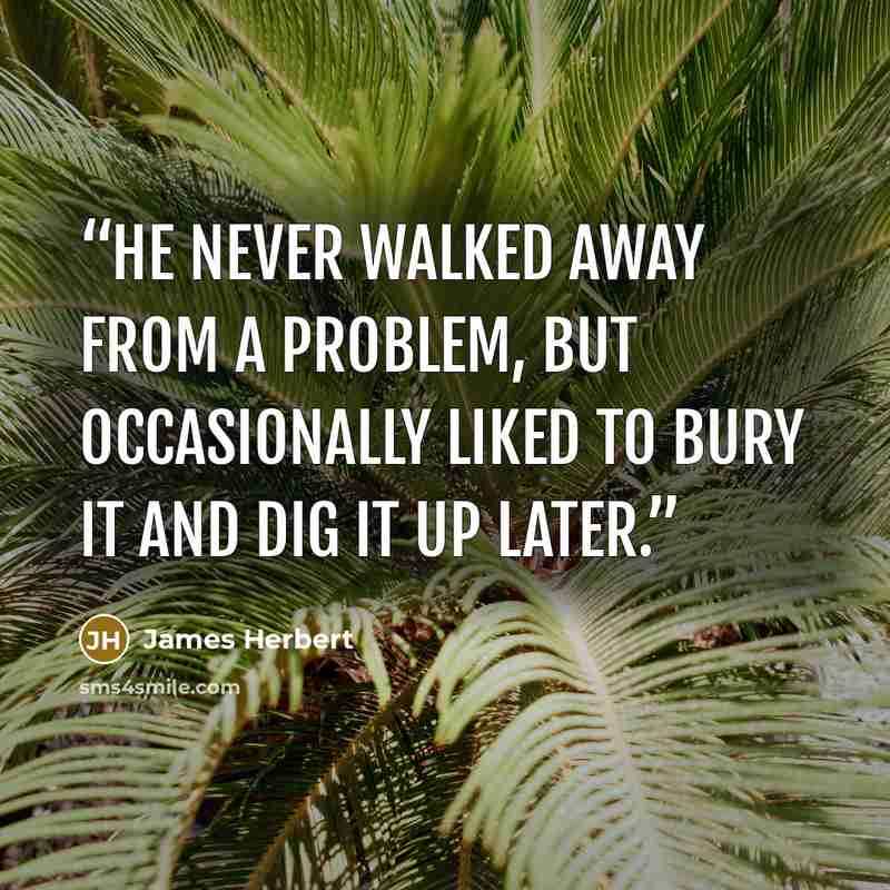 “He never walked away from a problem, but occasionally liked to bury it and dig it up later.” quote by James Herbert