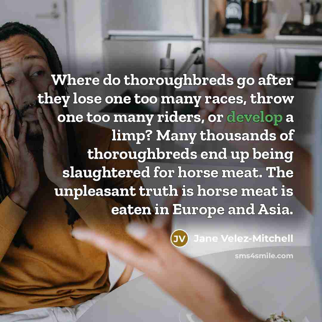 “Where do thoroughbreds go after they lose one too many…” quote by Jane Velez-Mitchell