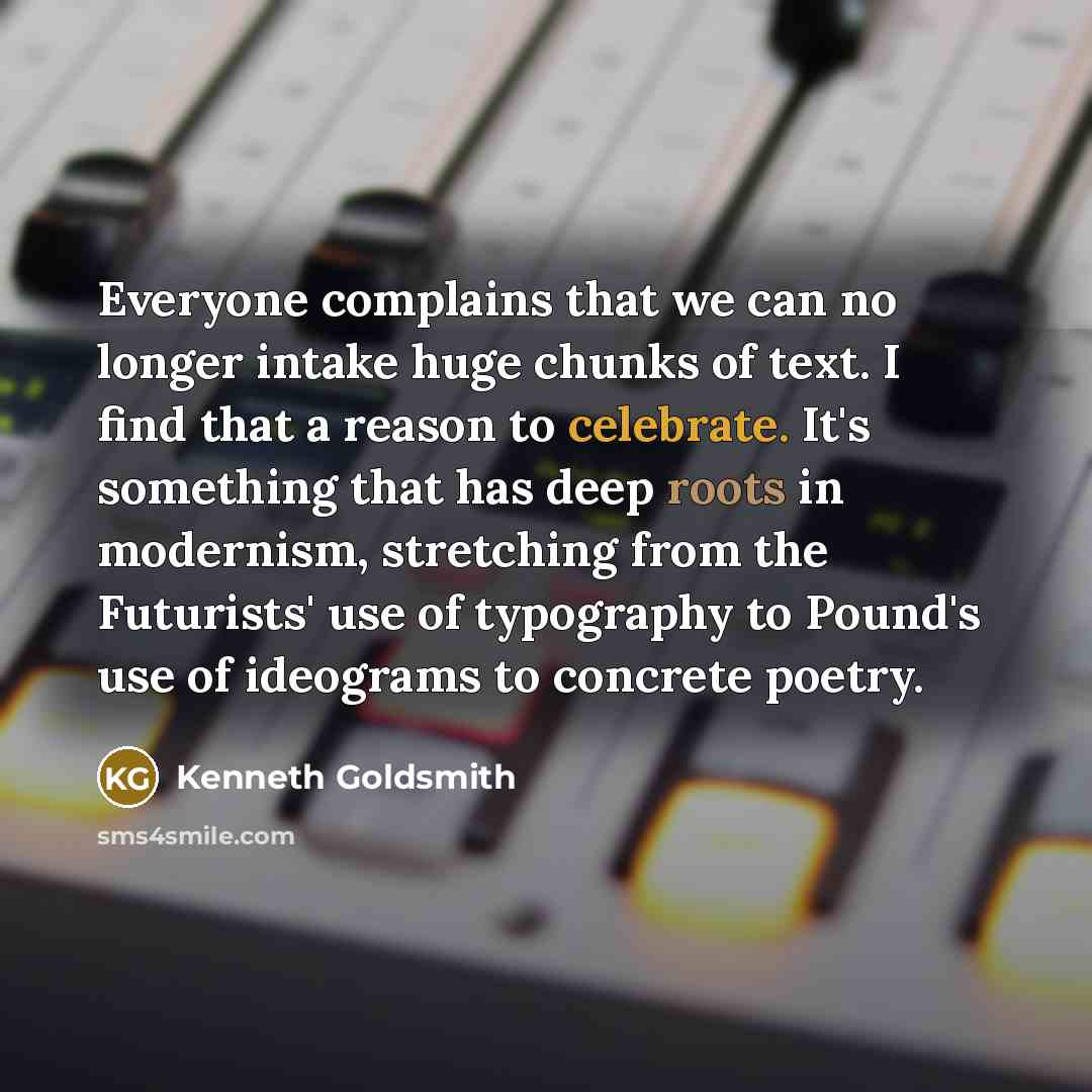 “Everyone complains that we can no longer intake huge chunks…” quote by Kenneth Goldsmith