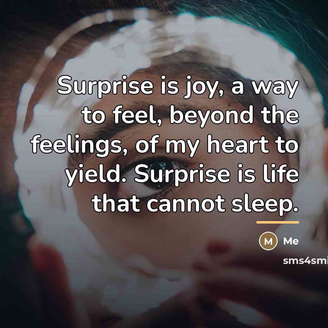 “Surprise is joy, a way to feel, beyond the feelings,…” quote by Me