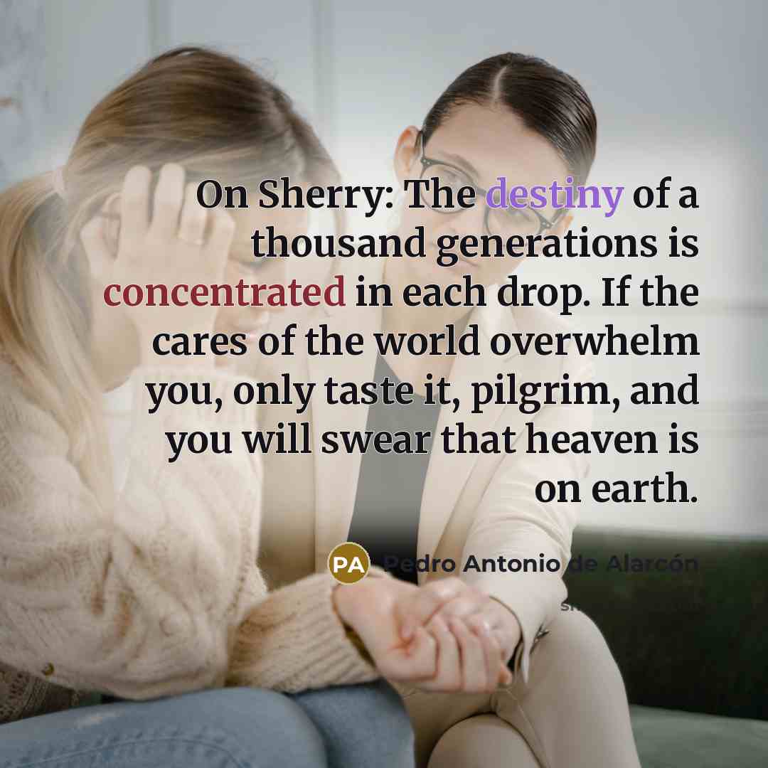 “On Sherry: The destiny of a thousand generations is concentrated…” quote by Pedro Antonio de Alarcon