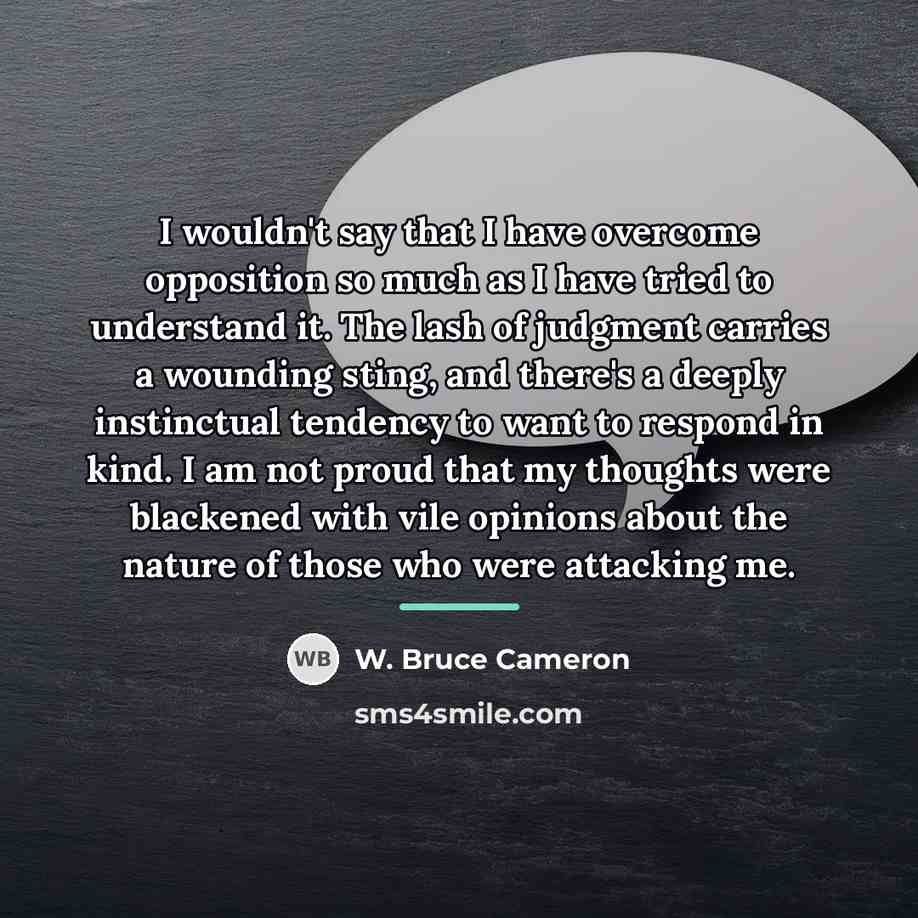“I wouldn't say that I have overcome opposition so much…” quote by W. Bruce Cameron