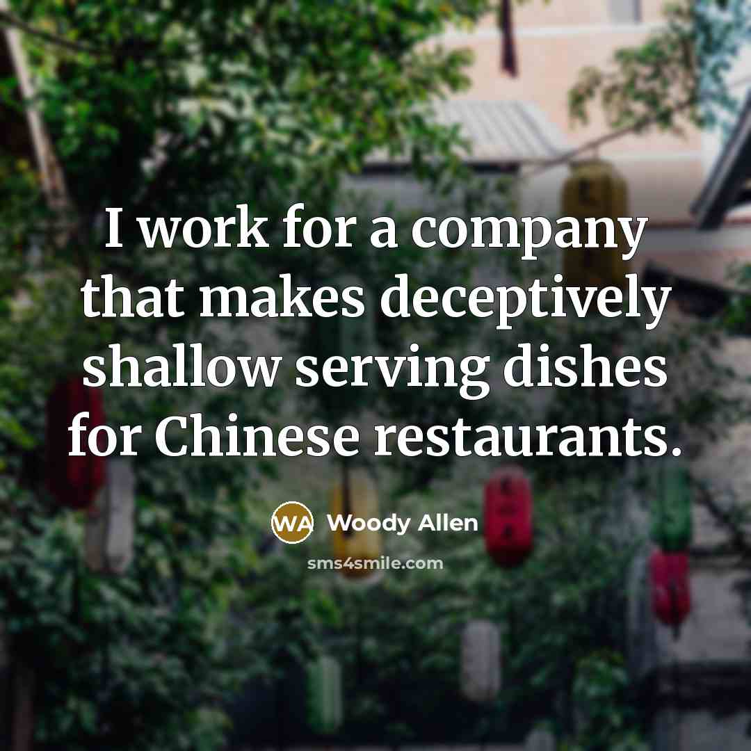 “I work for a company that makes deceptively shallow serving…” quote by Woody Allen