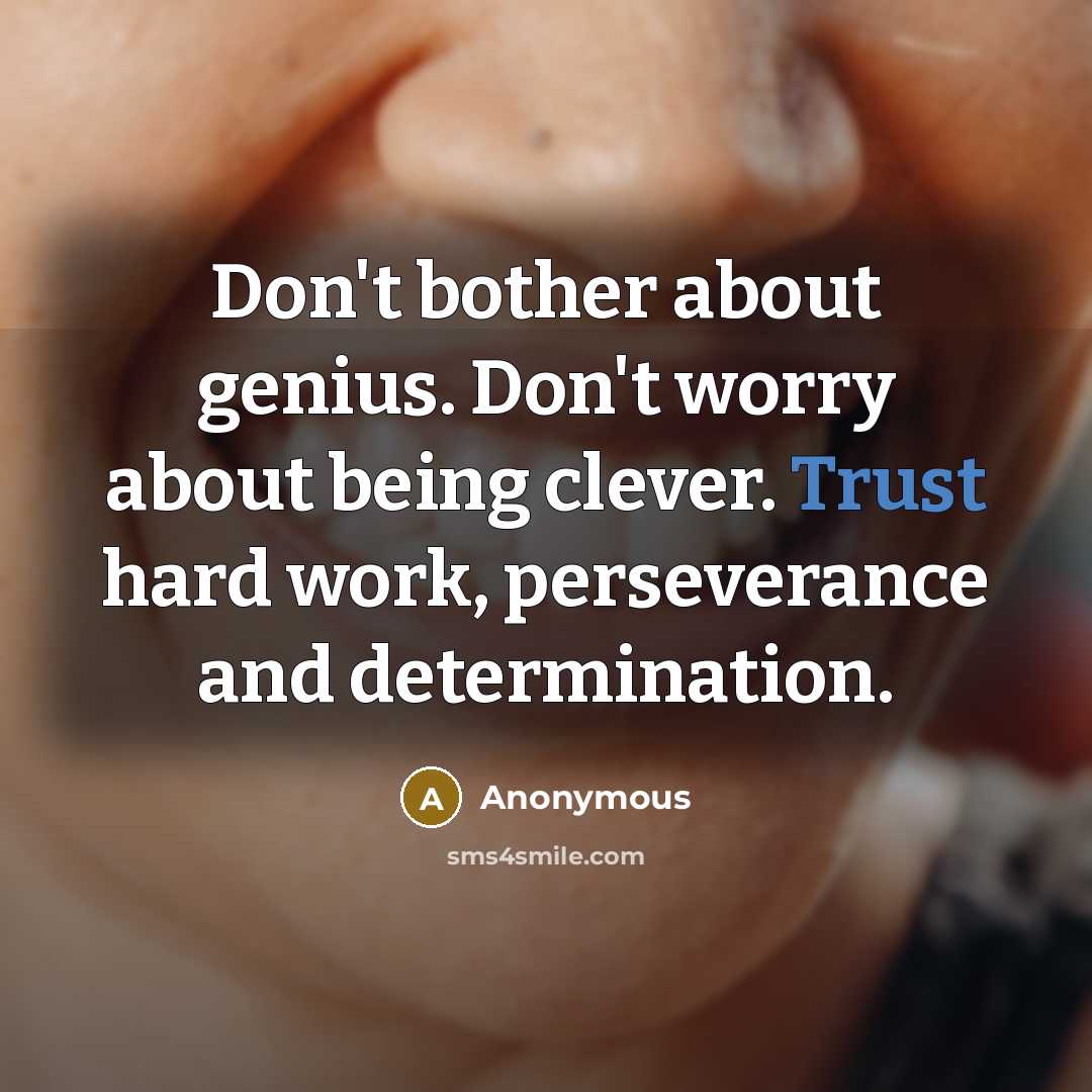 “Don't bother about genius. Don't worry about being clever. Trust…” quote by Anonymous