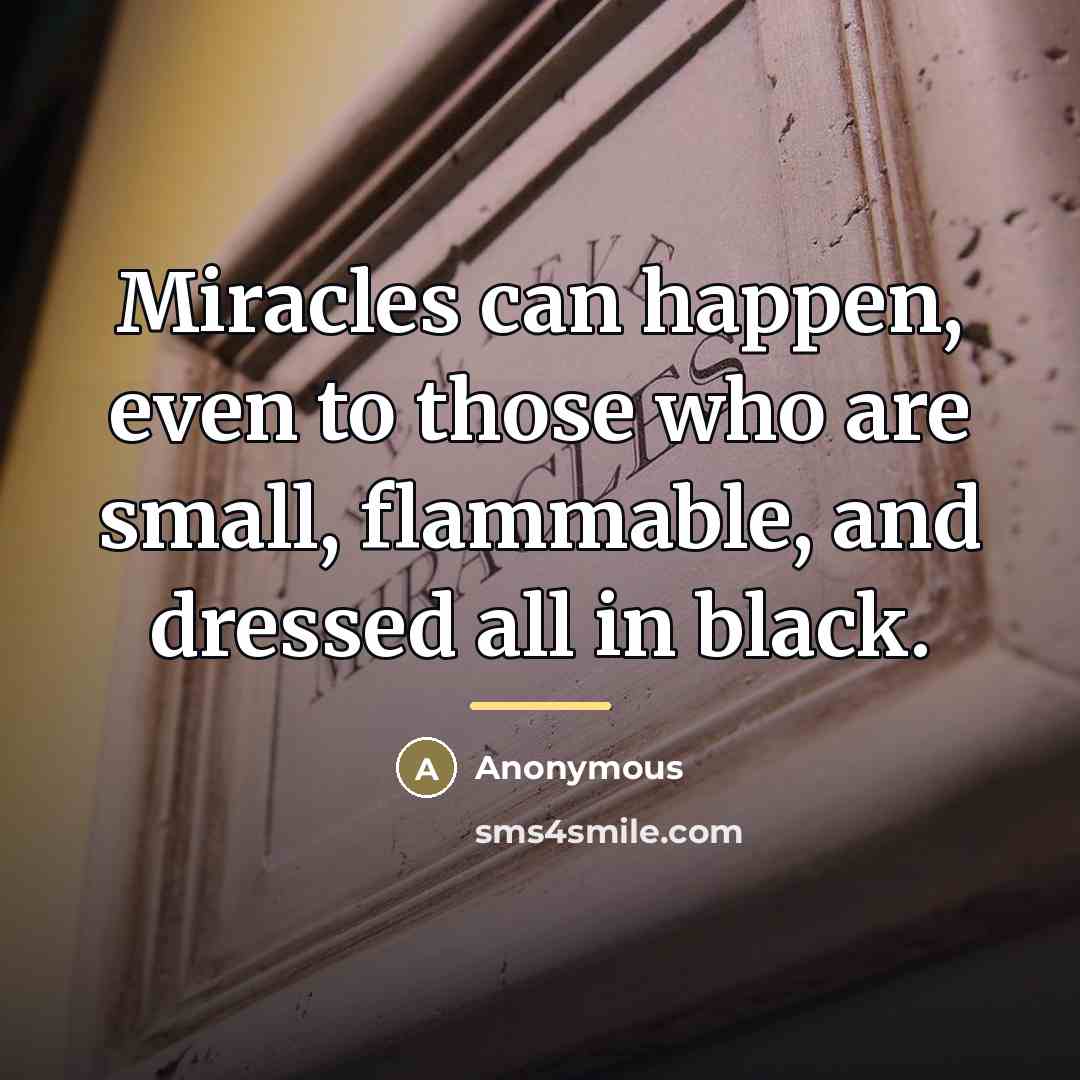“Miracles can happen, even to those who are small, flammable,…” quote by Anonymous
