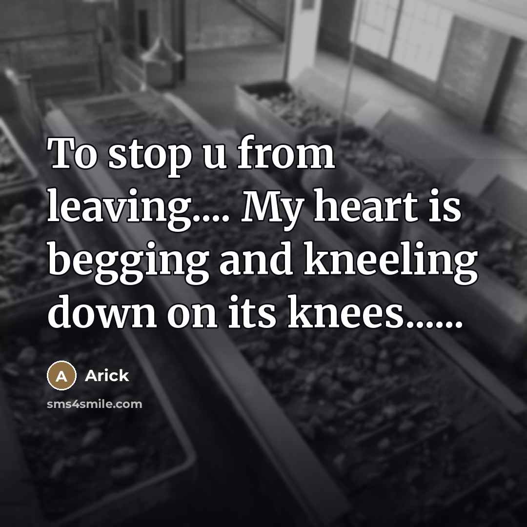 “To stop u from leaving.... My heart is begging and…” quote by Arick