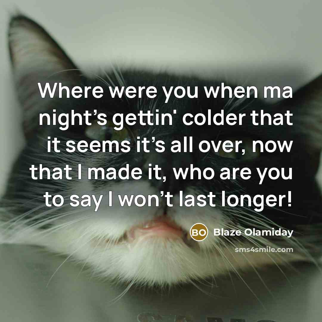 “Where were you when ma night's gettin' colder that it…” quote by Blaze Olamiday