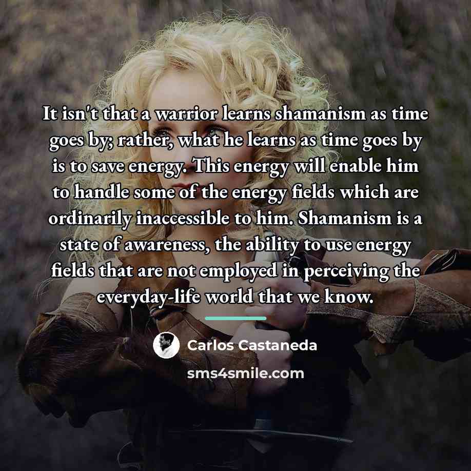 “It isn't that a warrior learns shamanism as time goes…” quote by Carlos Castaneda
