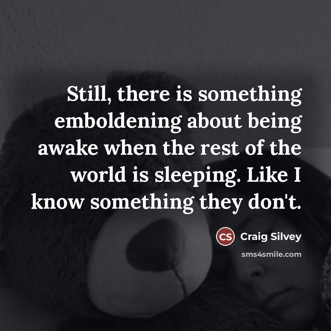 “Still, there is something emboldening about being awake when the…” quote by Craig Silvey